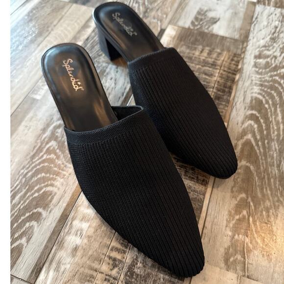 Splendid Lunelli Mule Size 9.5 Black Ribbed Knit Casual 2" Block Heel Shoe - Picture 2 of 10
